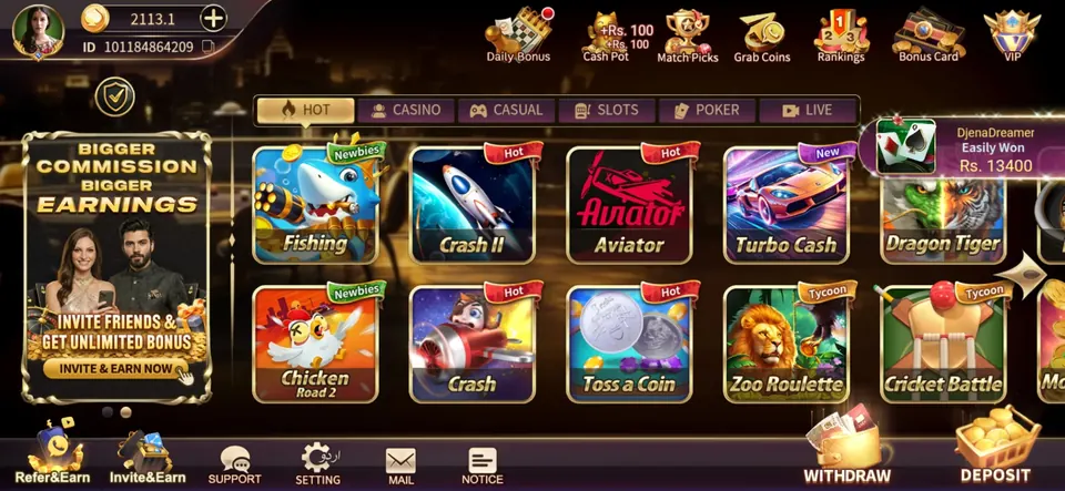 Royal X Casino game lobby