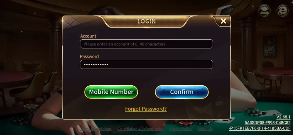 Royal X Casino account login form