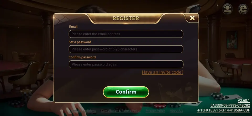 Royal X Casino account registration form